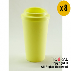 VASO TERMICO CAFE AMARILLO PASTEL 300 CC X 8